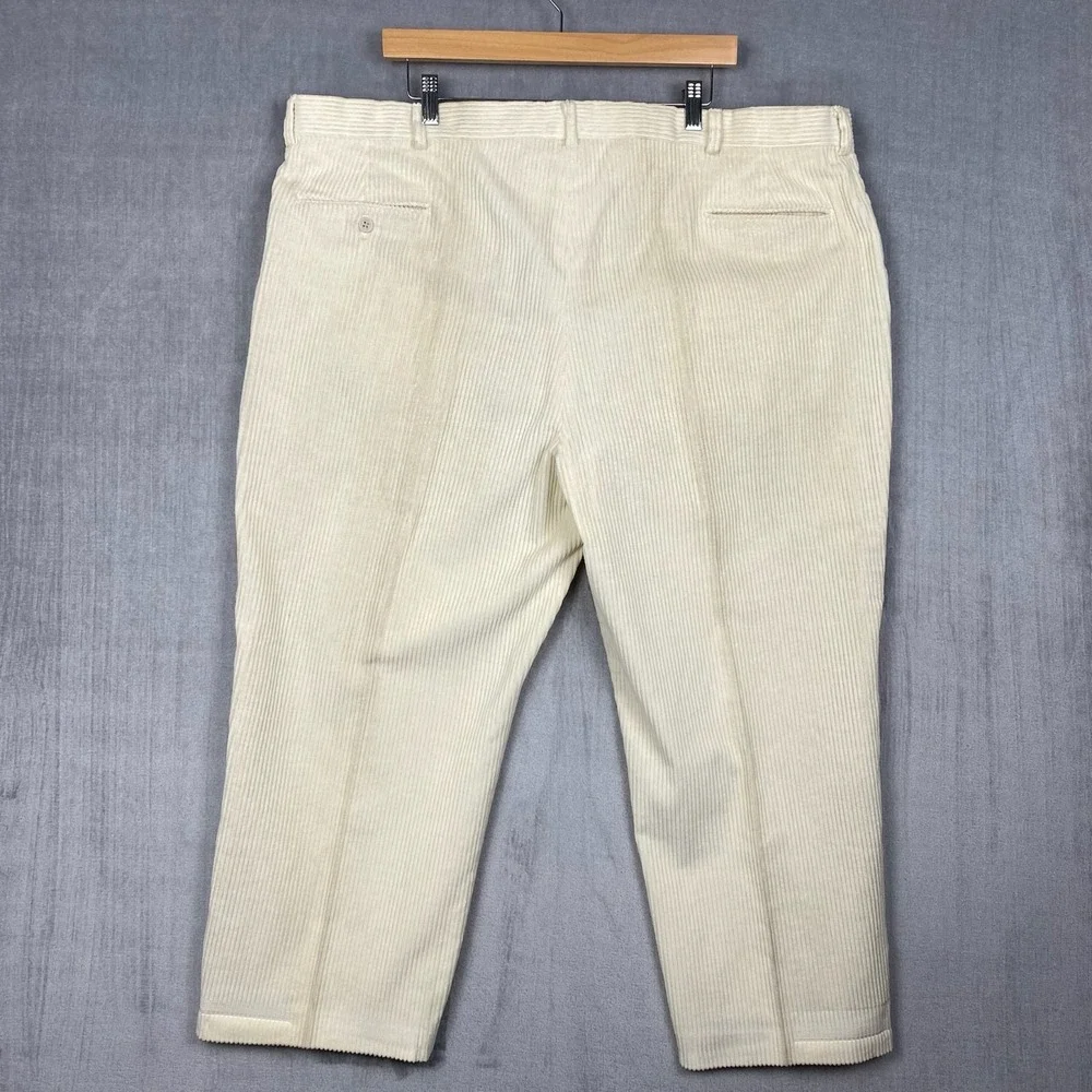 Vtg Lands End‎ Corduroy Trousers Mens 44x26 Cream USA Made Heritage